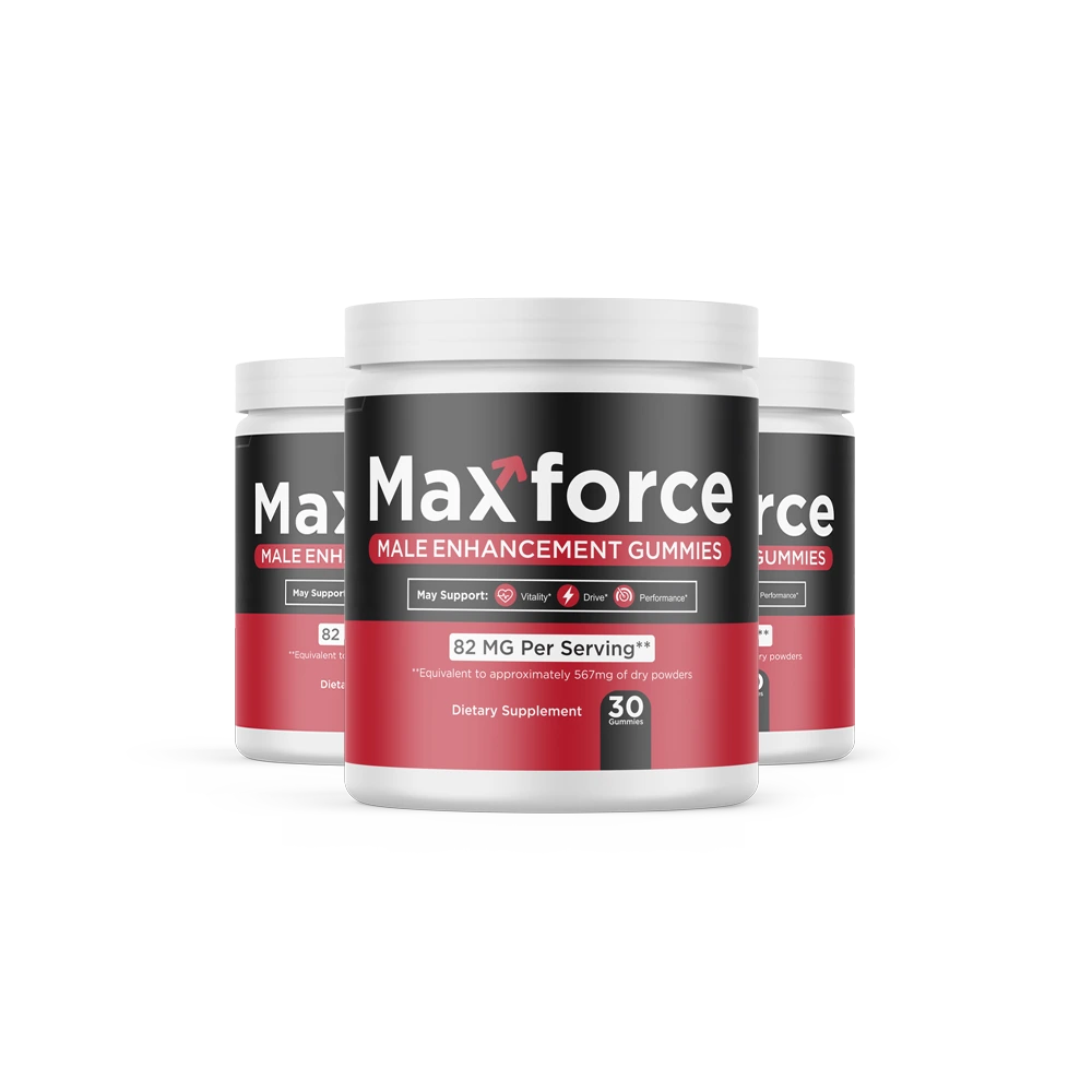 Three-bottle package of Maxforce Gummies